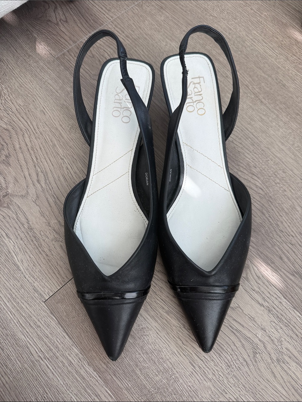 Franco Sarto Black Pointed Slingback Flats